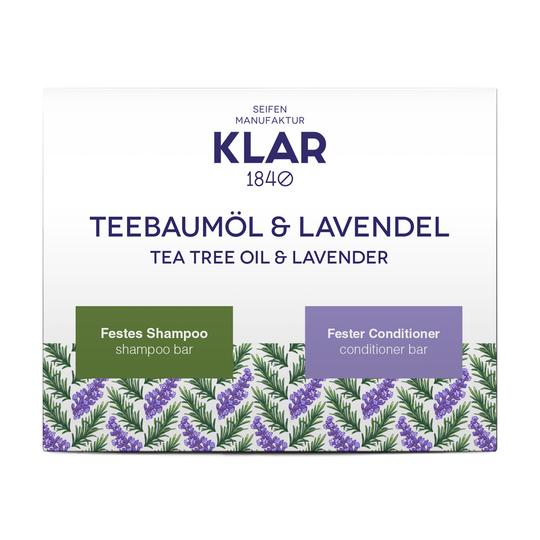 Klar Seifen Geschenkset festes Shampoo & Conditioner Teebaumöl & Lavendel 7040-52