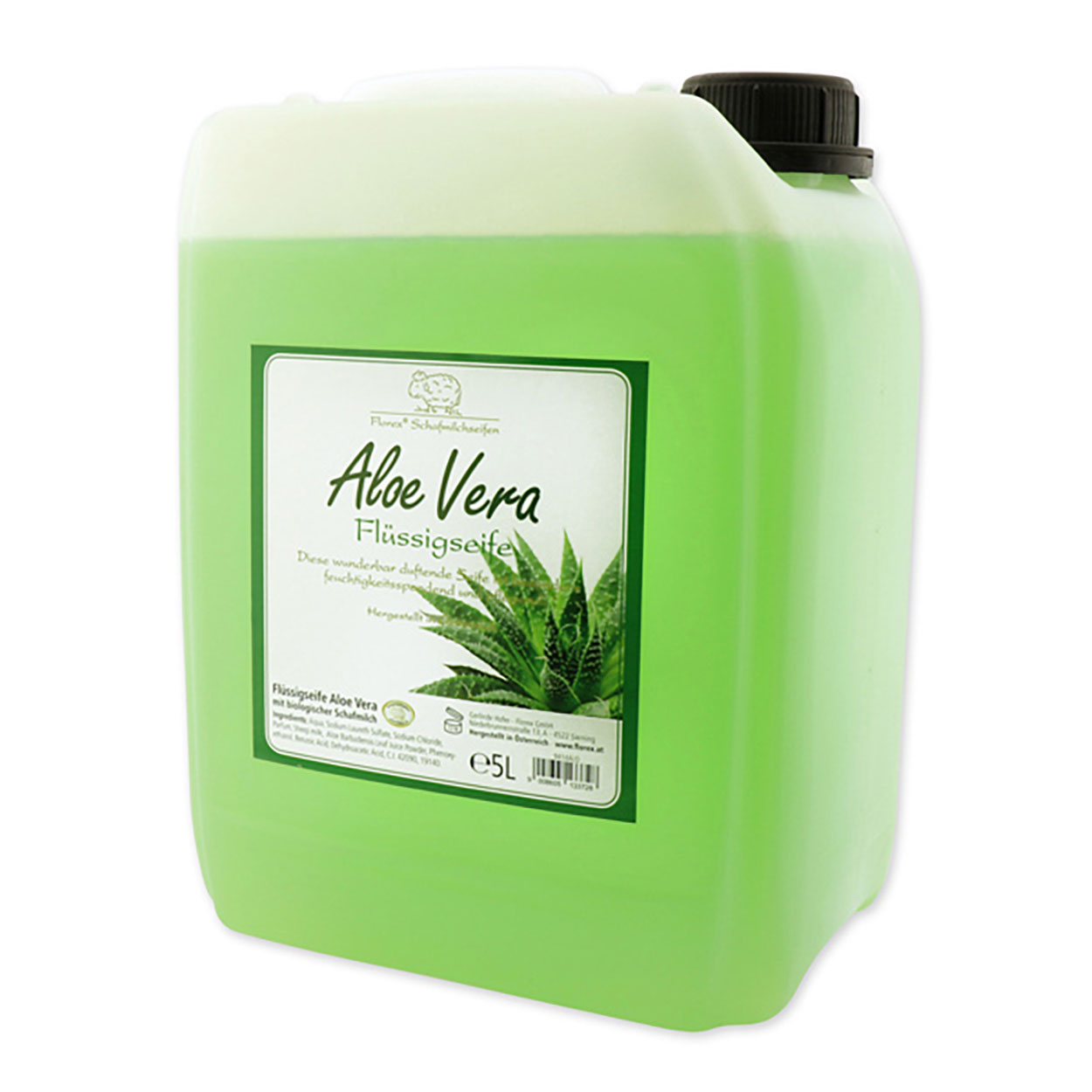 Flüssigseife mit biologischer Schafmilch Nachfüller 5L im Kanister, Aloe Vera 5000ml 9414ALO Flüssigseife mit biologischer Schafmilch Nachfüller 5L im Kanister, Aloe Vera 5000ml 9414ALO