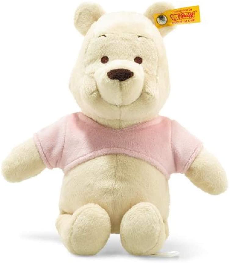Steiff 290077 Winnie The Pooh Creme/pink Kuscheltier Stofftier Kinder Baby 25cm Disney Winnie Puuh mit Quietsche und Knisterfolie