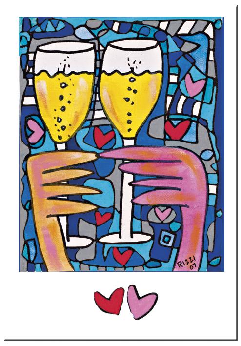 Fridolin Doppelkarte/Umschlag, James Rizzi, A toast of Love Nr. 60215