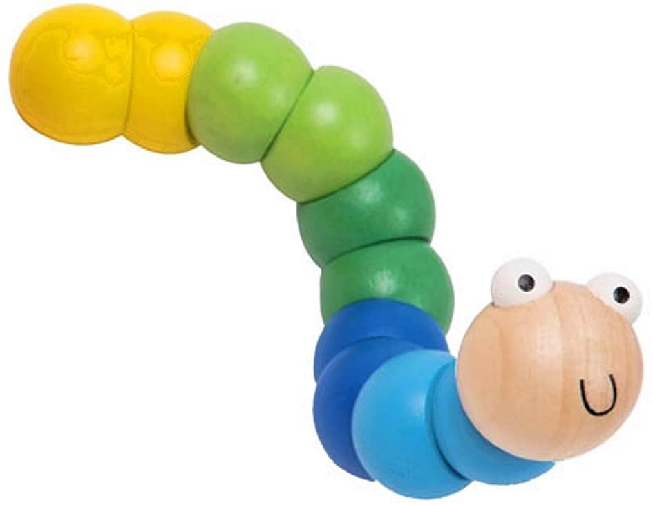 Inware 22439bl - Gelenktier Wurm, aus Holz,blau, grün gelb Inware 22439bl - Gelenktier Wurm, aus Holz,blau, grün gelb