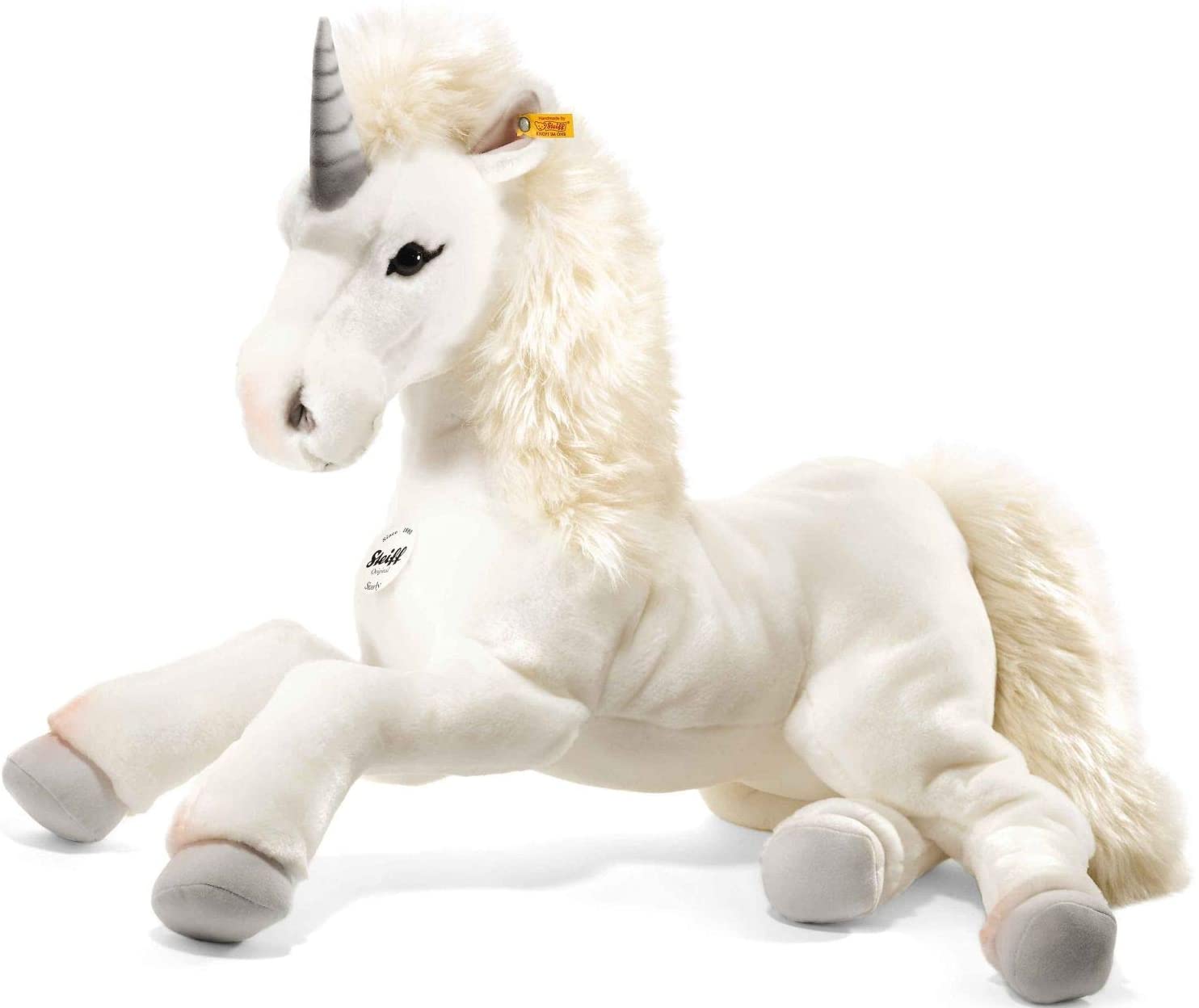 Steiff Starly Schlenker Einhorn - 70 cm - Plüscheinhorn liegend - Kuscheltier für Kinder - weich & abwaschbar - weiß (015090)