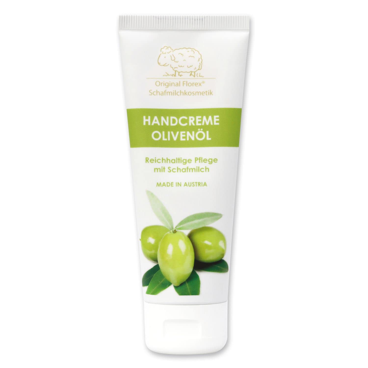 Florex Handcreme Olivenöl - Reichhaltige intensive Pflege bei trockenen strapazierten Händen mit Schafmilch ohne Palmöl 75 ml