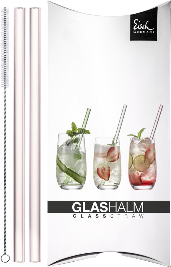 Glashütte Eisch Glashalm-Set 998/13 rosé (2x) mit Bürste im GK Gentleman 86599813