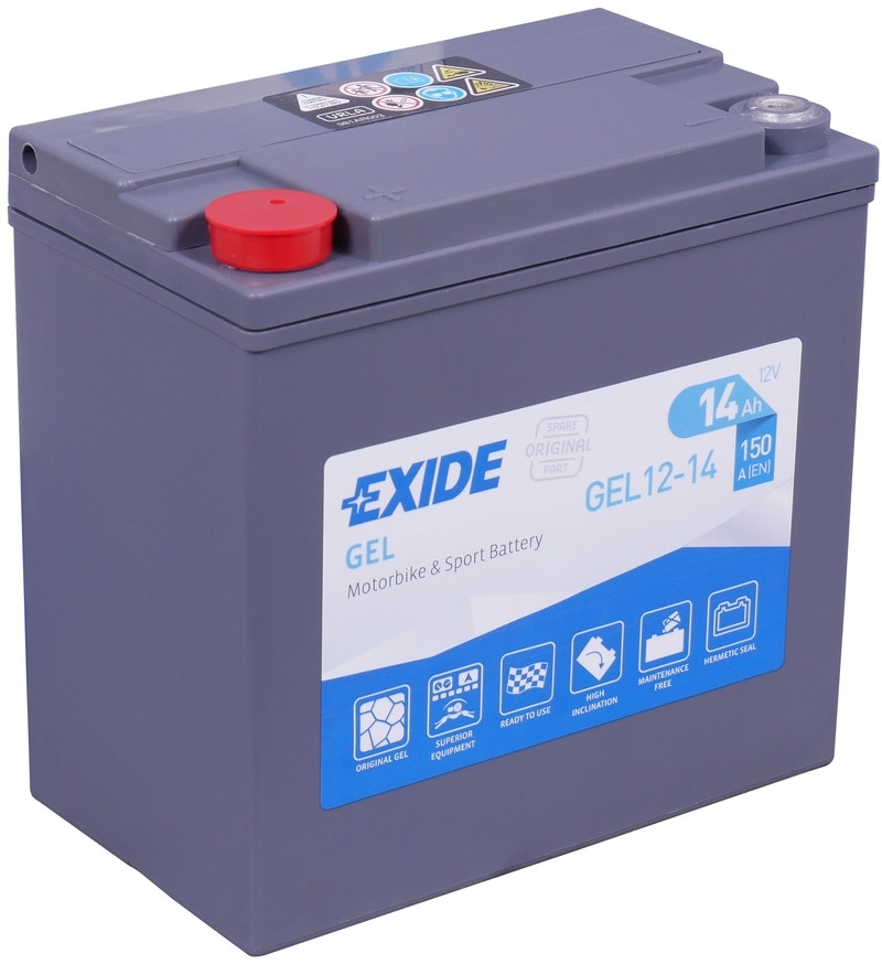 Exide Batteries GEL12-14 AGM Motorrad Starter-Batterie, Schwarz