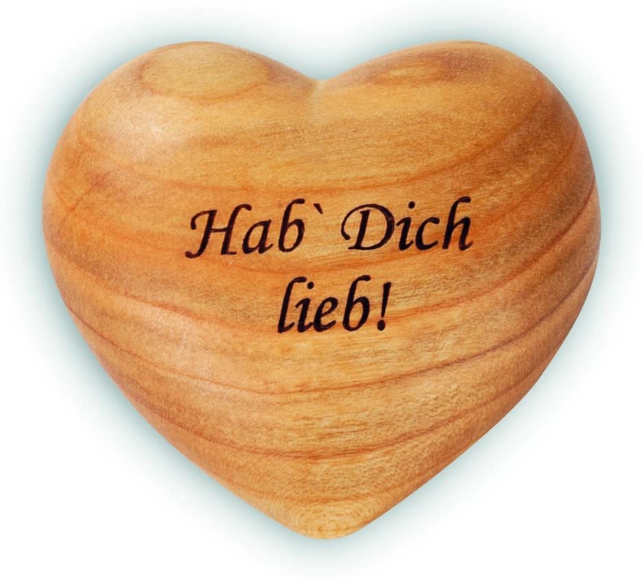 Herz symmetrisch Gr. 1: "Hab' Dich lieb!" 6 x 5,5 cm Laubholz (geölt) Art:5126-11