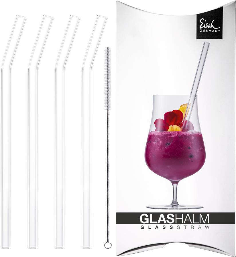 Glashütte Eisch Glashalm-Set 997/10 geknickt kristall(4x)Bürste,GK Gentleman 86599710